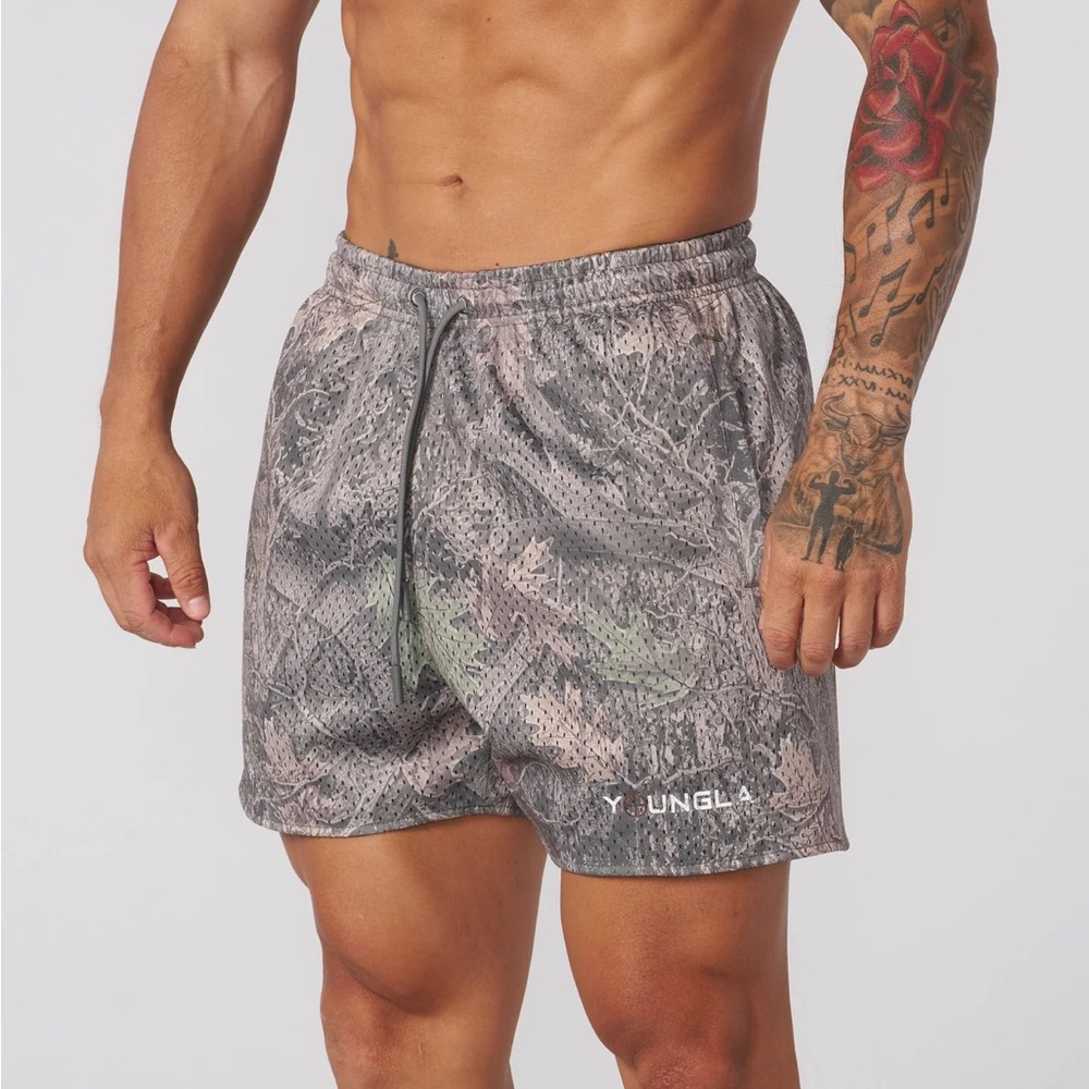 Young La Tree Camo Mesh Shorts - Green
